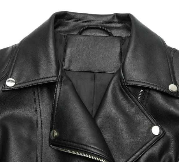 Slim Fit Long Sleeve Faux Leather Biker Jacket