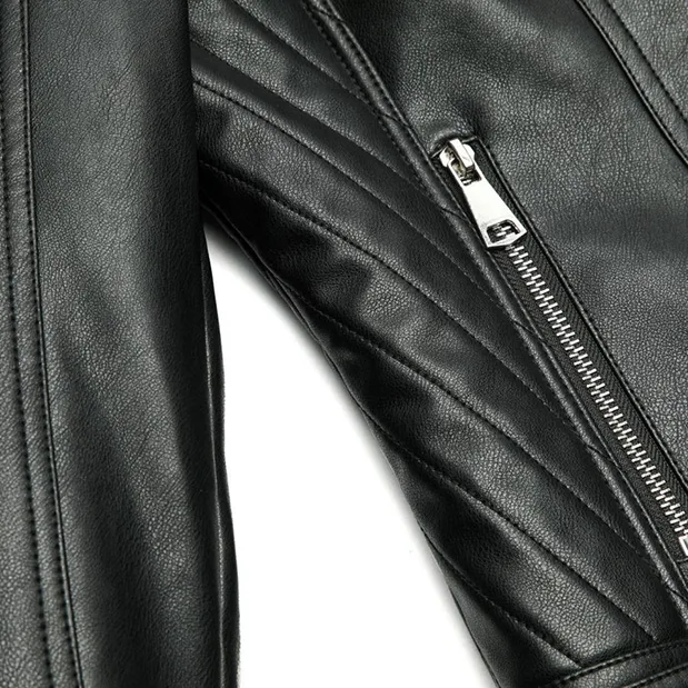 Slim Fit Long Sleeve Faux Leather Biker Jacket