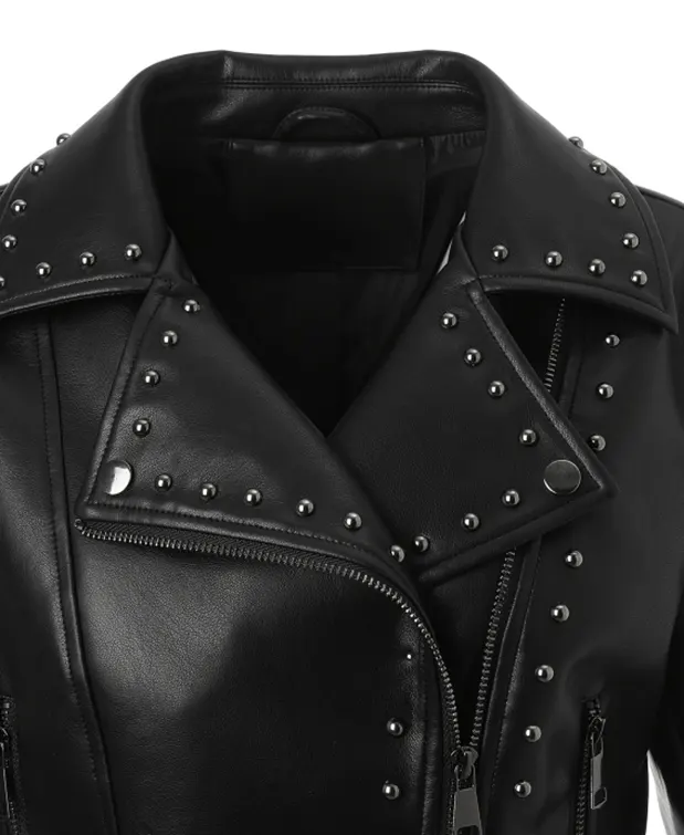 Three-Season Versatile Studded Faux Leather Biker Jacket