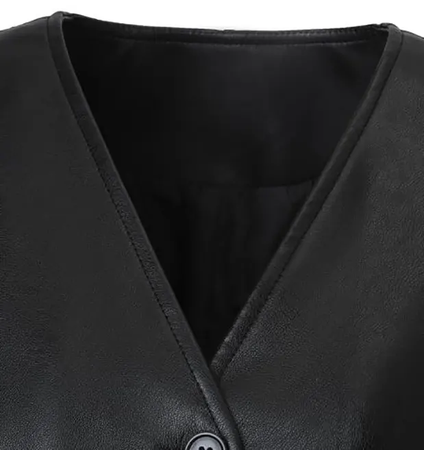 Single-Breasted Faux Leather Waistcoat