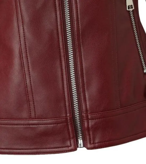 Sporty PU Leather Moto Jacket with Stand Collar