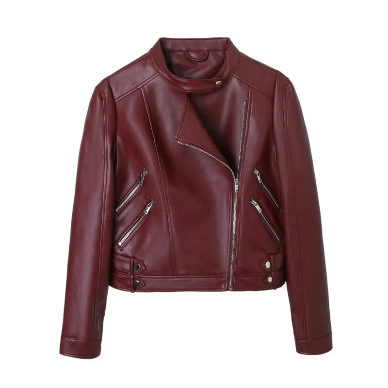 Multi-zipper Asymmetrical Faux Leather Biker Jacket